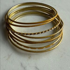 Vintage Chic Gold and Yellow Bangle Bracelet Set